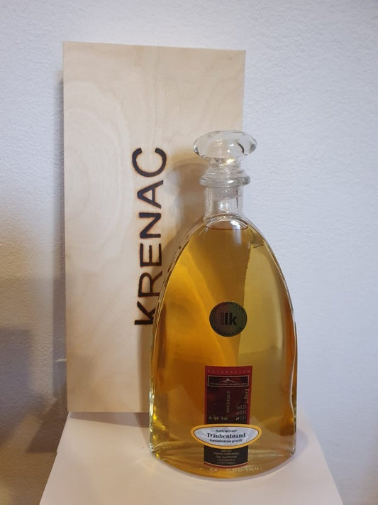 Krenac Geschenksbox aus Holz samt 1 x 1.5 Liter Apfelbrand im Eichenfass